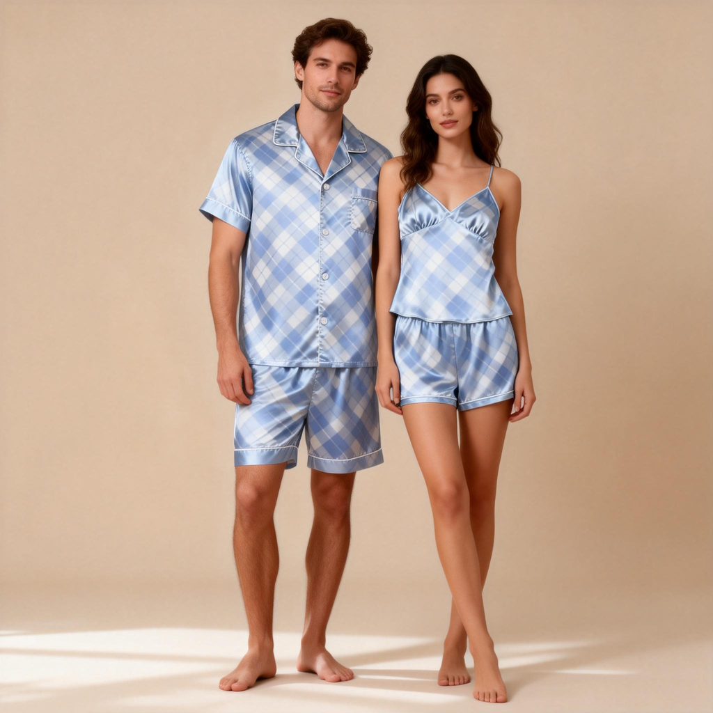 Silky Classic Couple Pajamas ¨C Hotel-Grade Satin Sleepwear