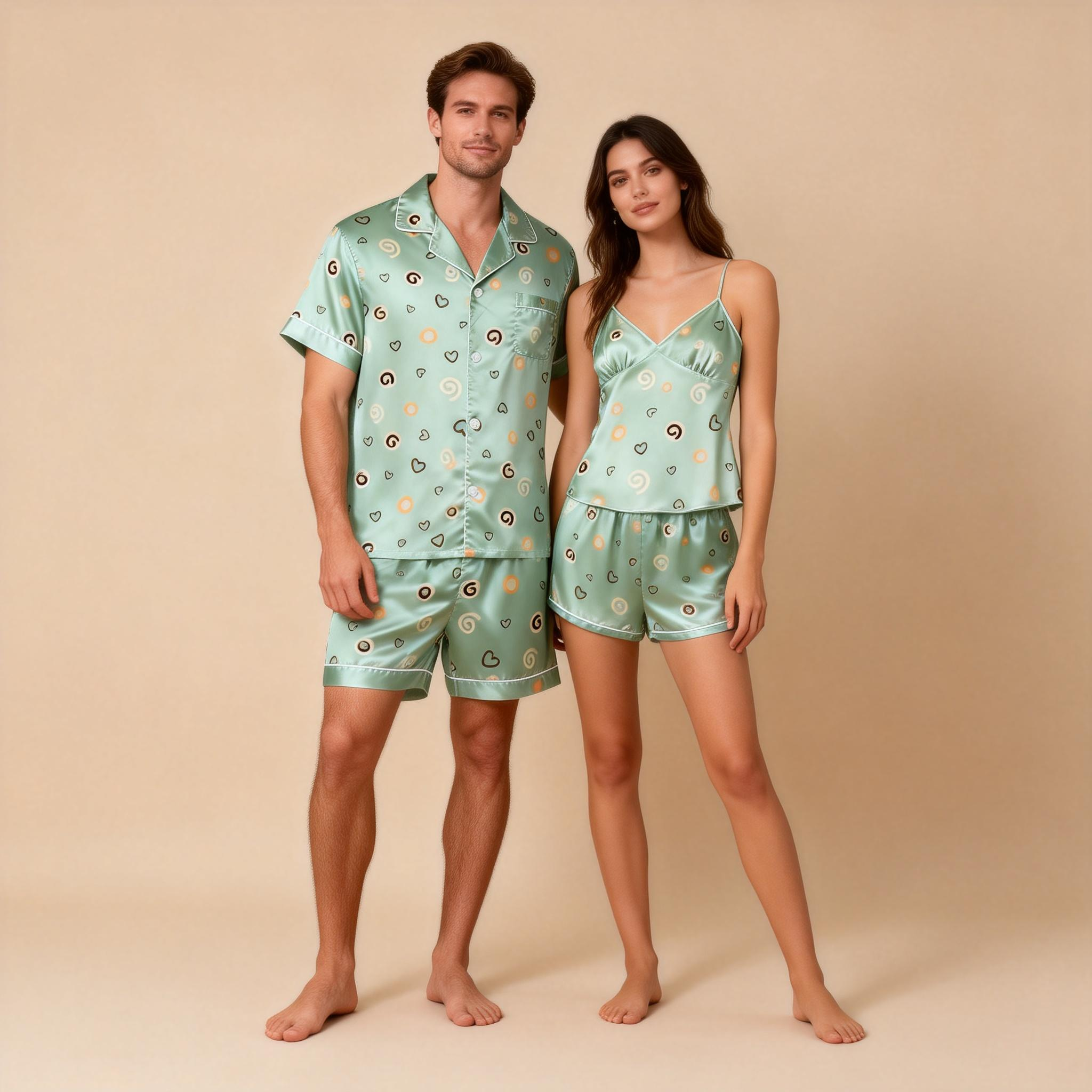 Romantic Silky Satin Pajamas for Two ¨C Short & Comfortable