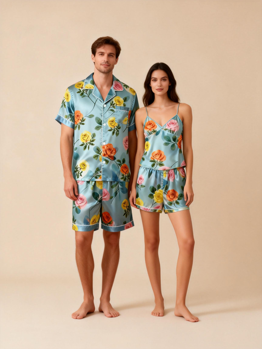 Limited Edition Couple Classic Satin Pajamas