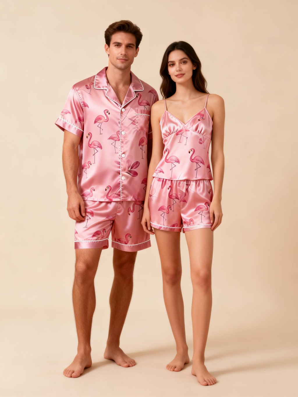 Relaxing Night In: Satin Short Pajamas for Couples