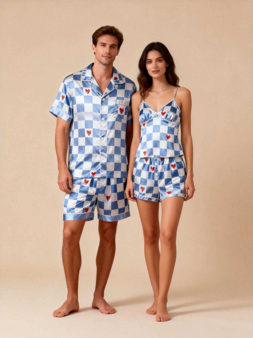 Luxurious Matching Satin Pajamas for Him and Her