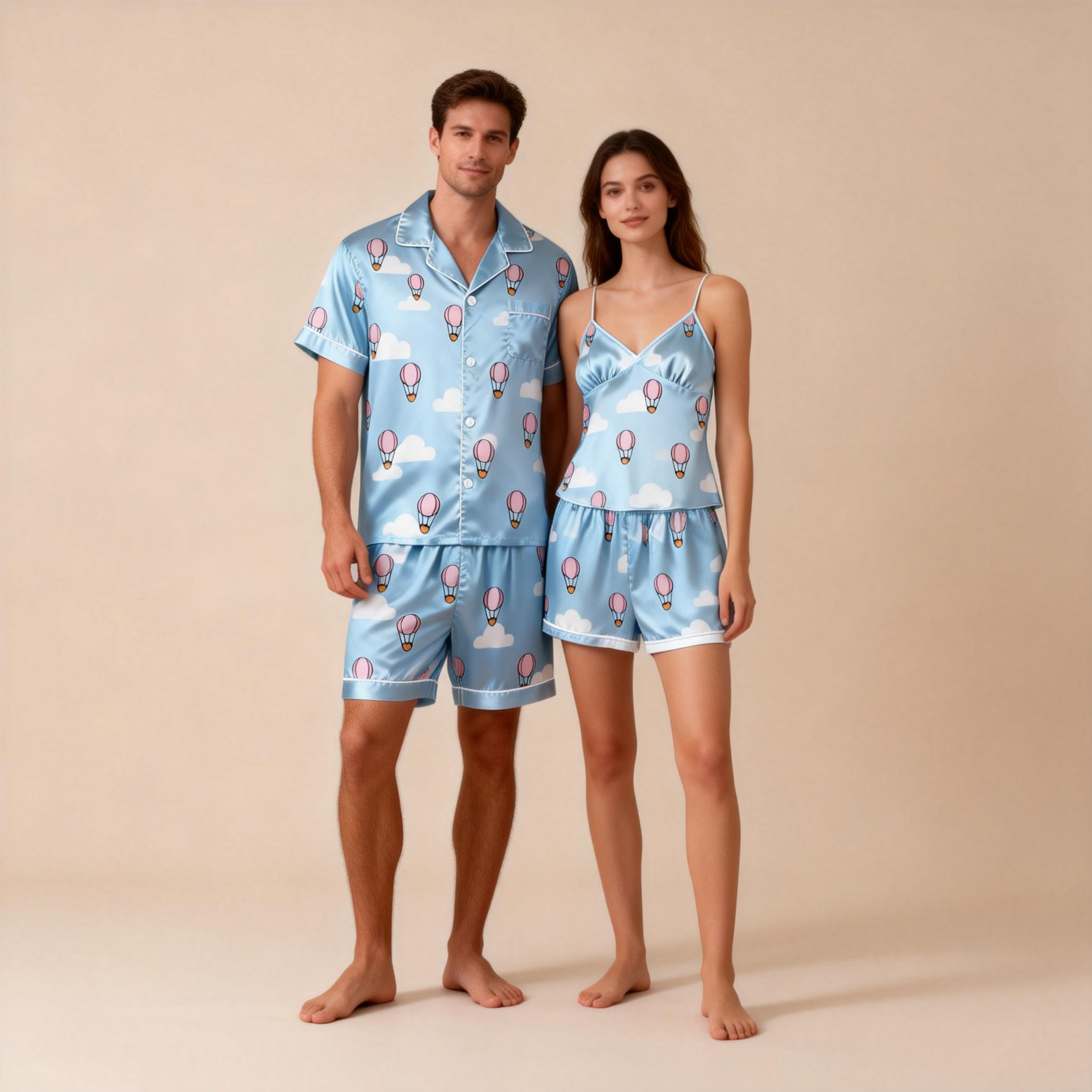 Silky Satin Pajama Short Set ¨C Luxurious Couple Gift