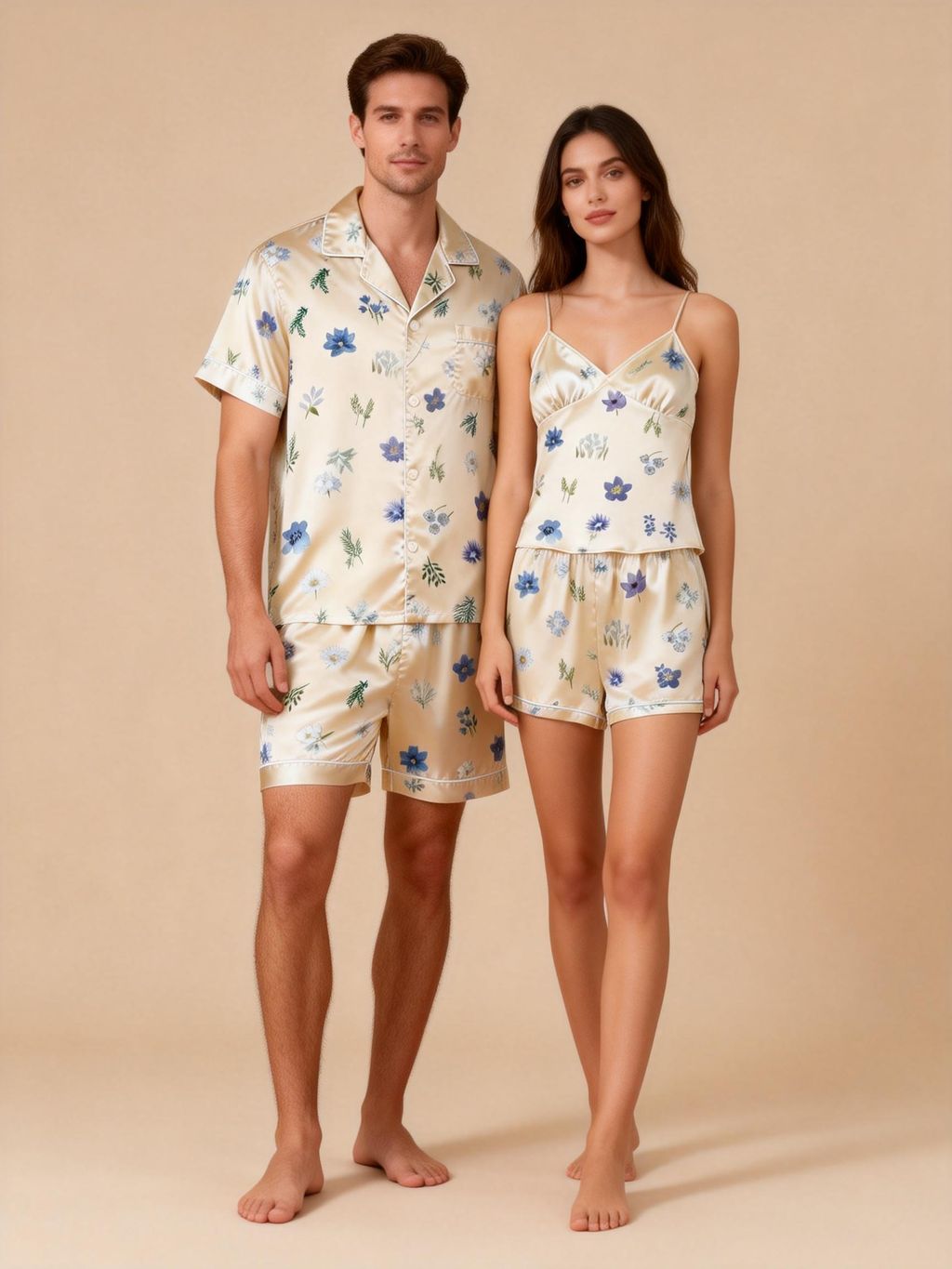 Matching Outfits for Bed: Satin Pajamas Set