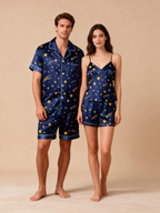 Elegant Couple Sleepwear: Satin Short Pajama Set