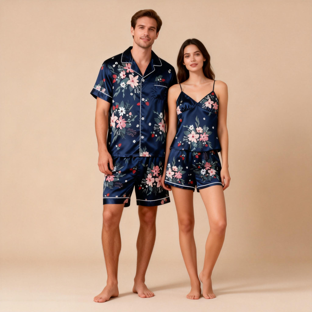Couple¡¯s Silky Satin Short Set ¨C Ideal Anniversary Gift