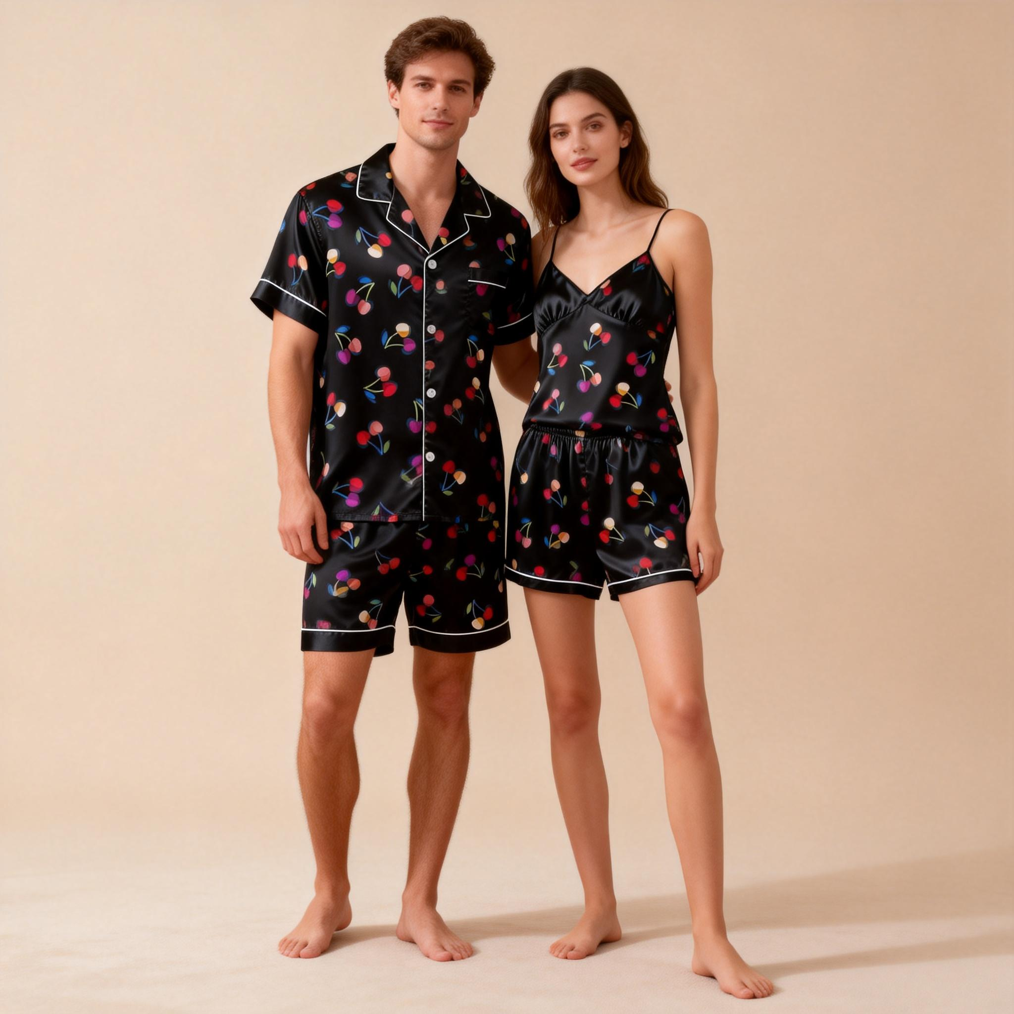 Ultra-Soft Silky Satin Pajama Set for Couples ¨C Short Style