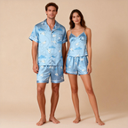 Silky Touch Classic Couple Pajamas ¨C Satin Short Set