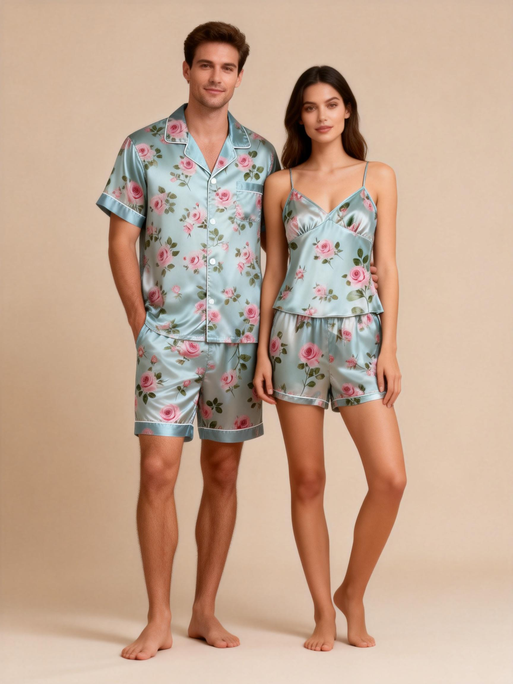 Elegance and Comfort: Satin Pajamas Set for Couple