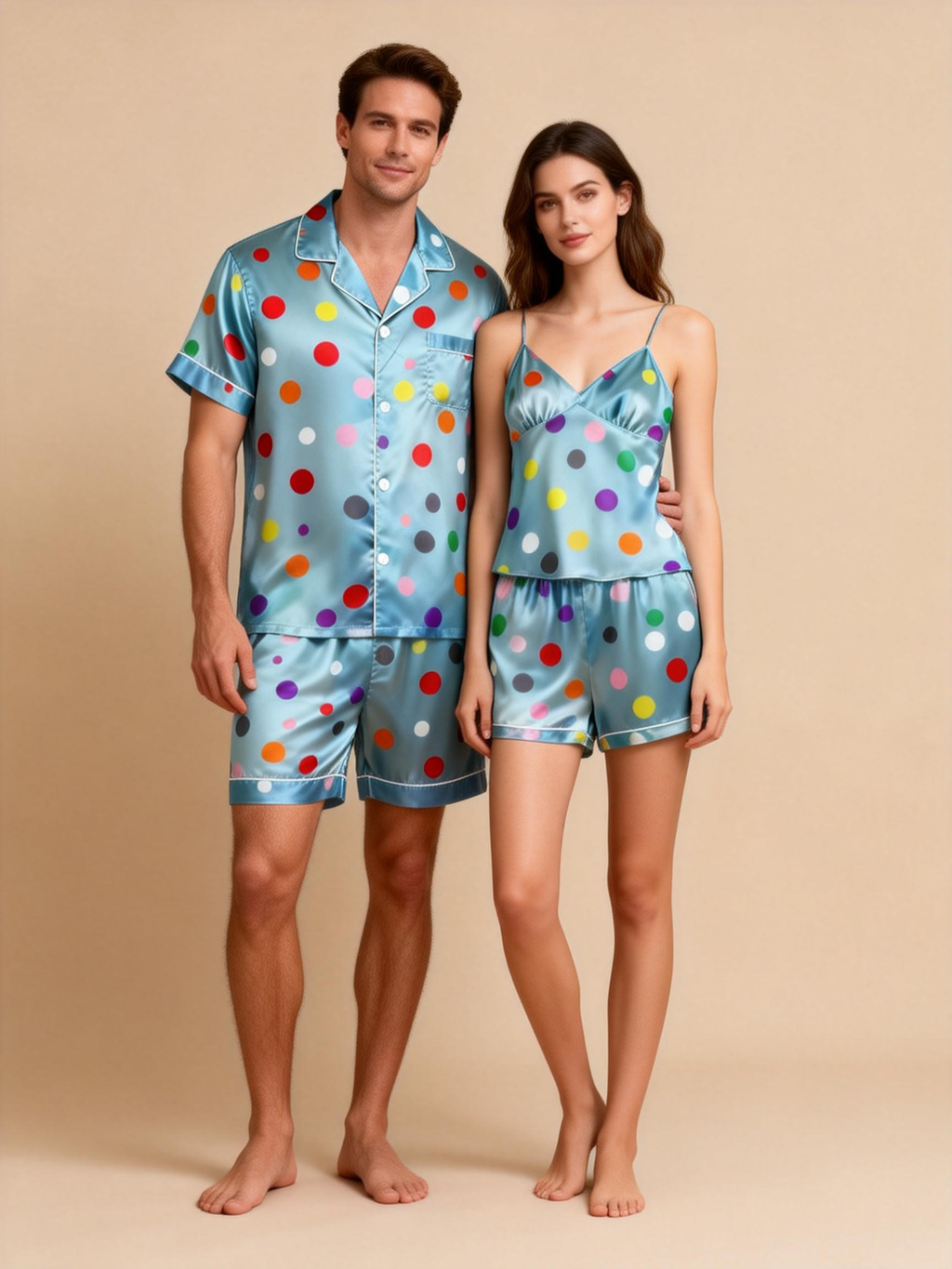 Share the Comfort: Couple Satin Pajamas Set
