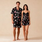 Matching Silky Sleep Set for Couples ¨C Satin Short Style