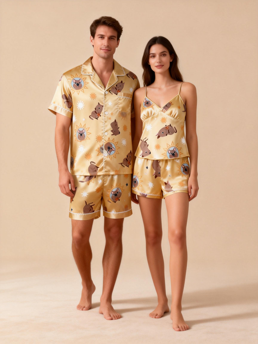 Couple's Essential: Satin Pajamas for a Good Night's Sleep