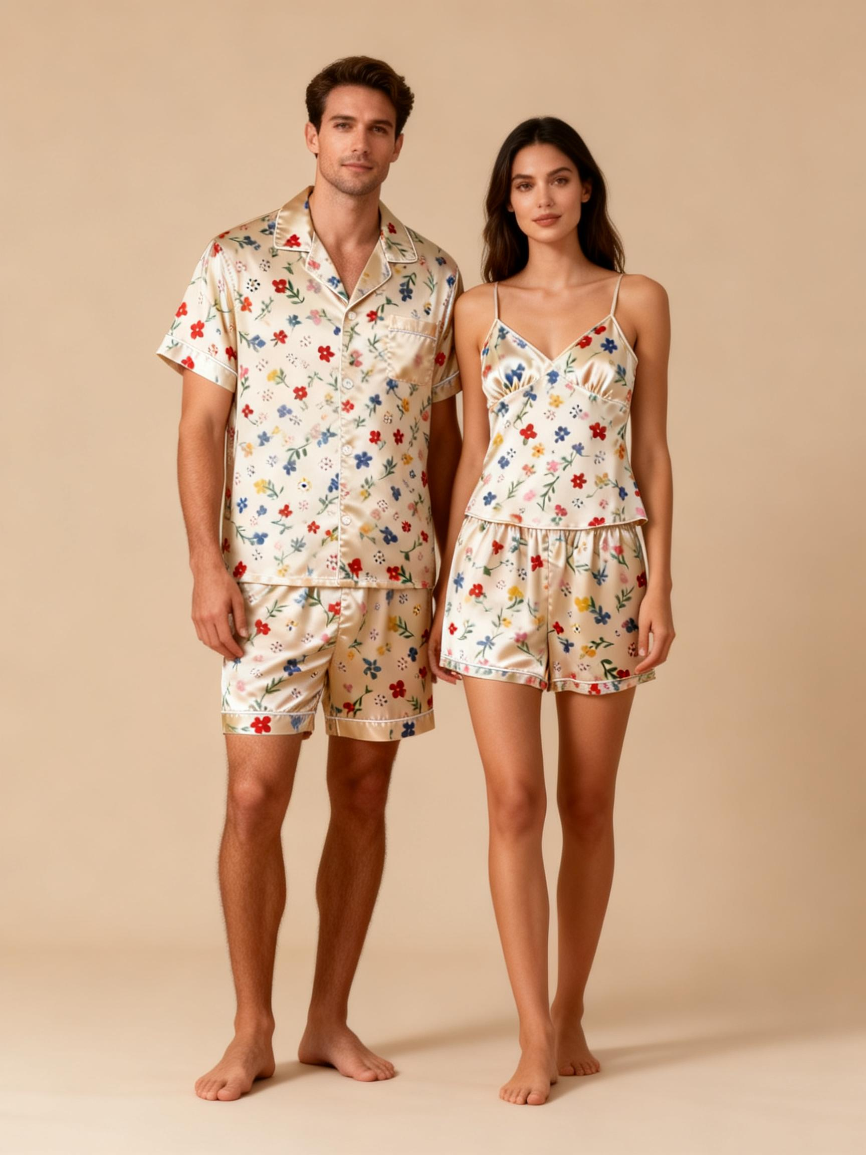 Matching Satin Pajamas Short Set for a Stylish Bedtime
