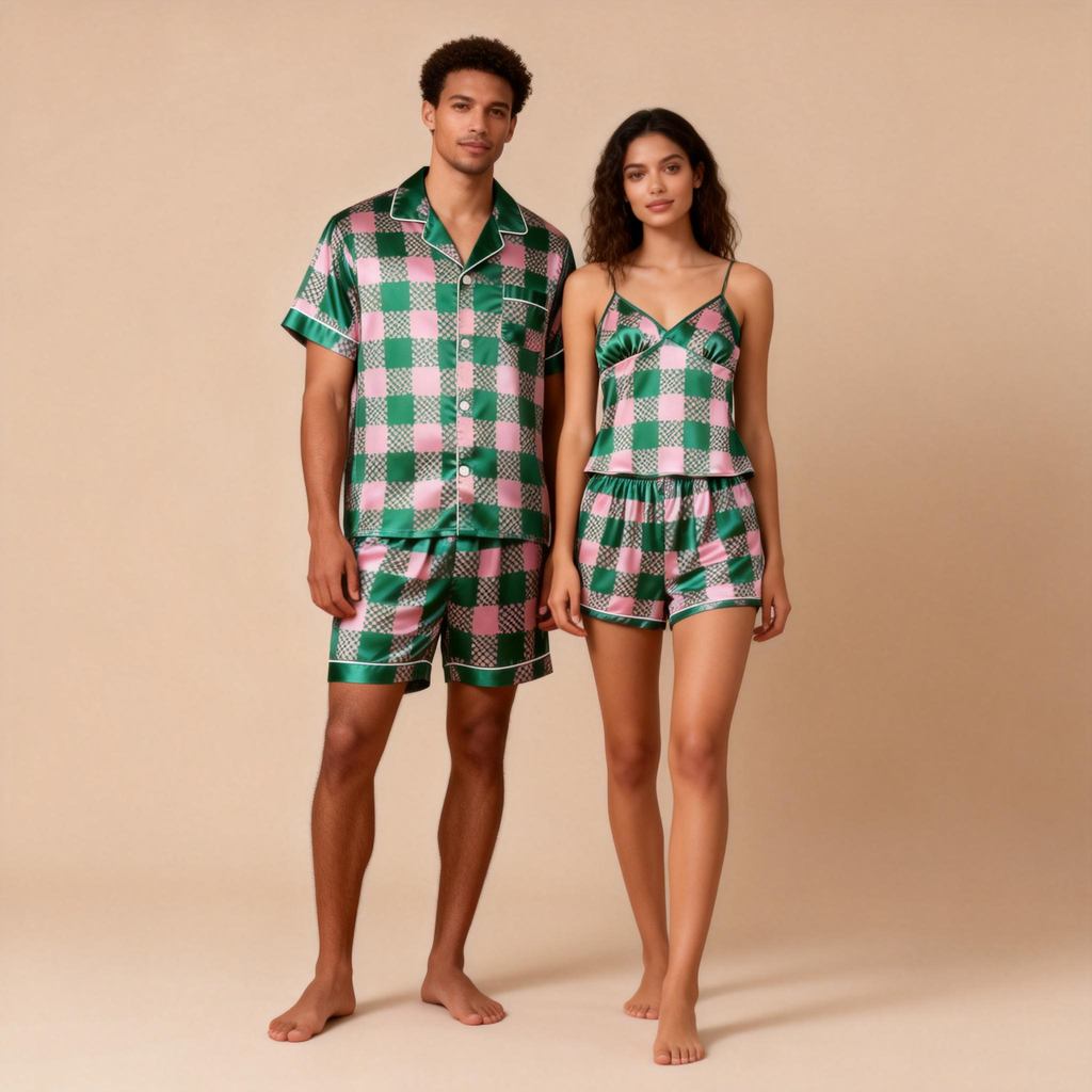Silky Smooth Couple Sleepwear ¨C Satin Pajama Set