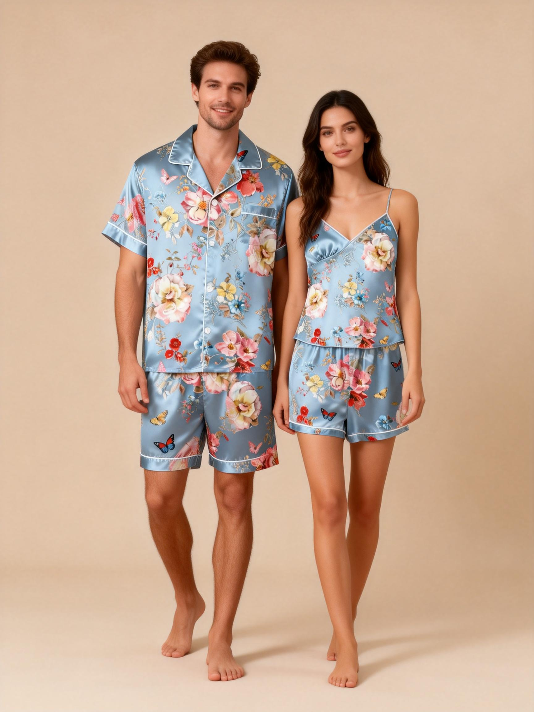 Classic Satin Short Pajamas for Couples