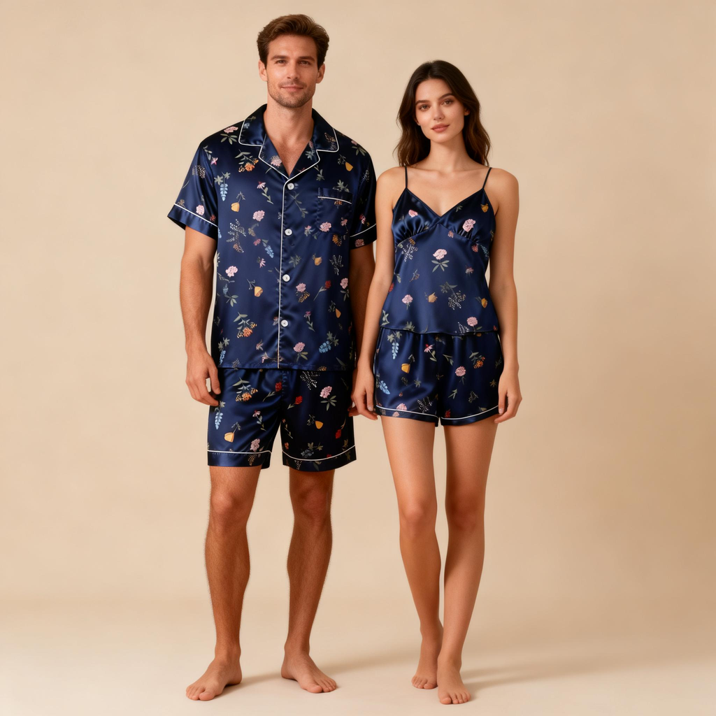 Couple¡¯s Silky Bedtime Pajamas ¨C Satin Sleep Shorts