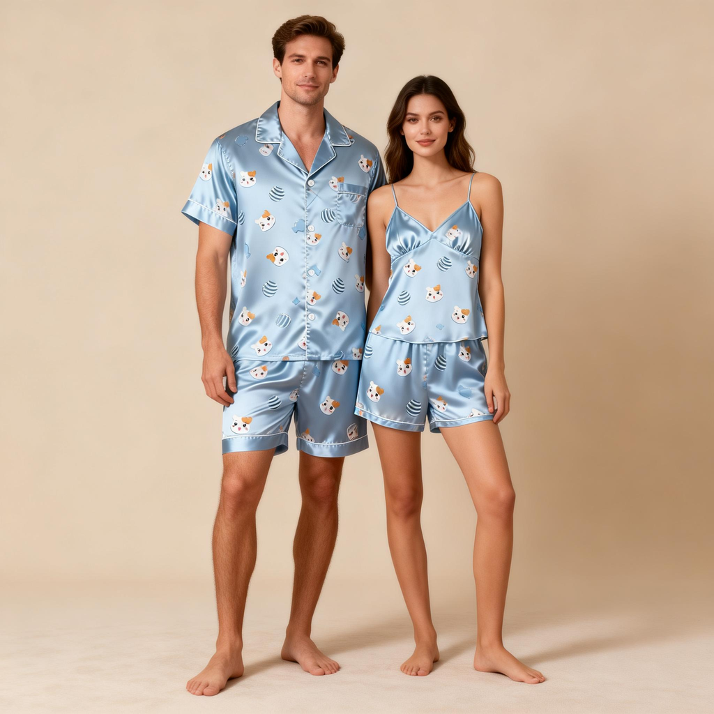 Classic Silky Satin Pajamas for Couples ¨C Gift-Ready Set