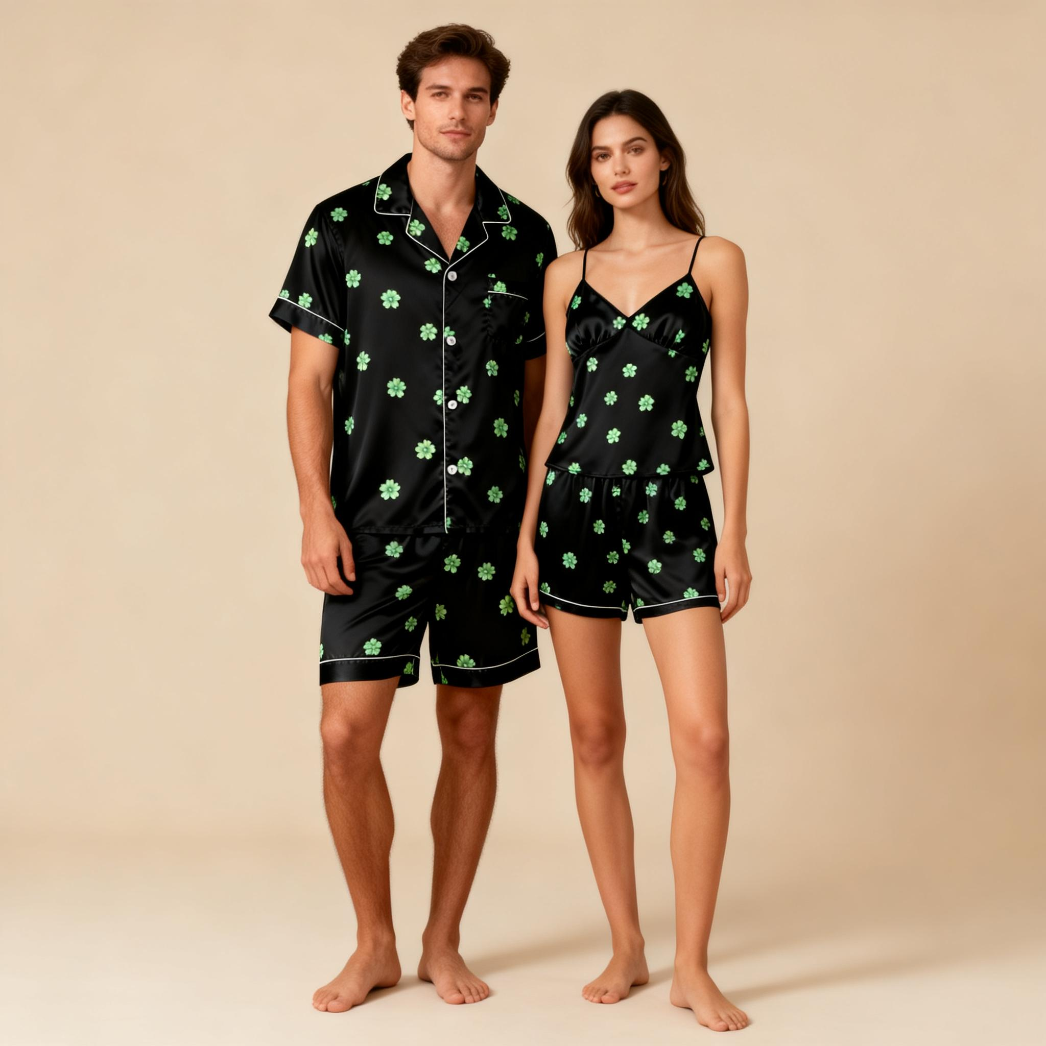 Silky Satin Matching Set for Him & Her ¨C Sleepwear Perfection