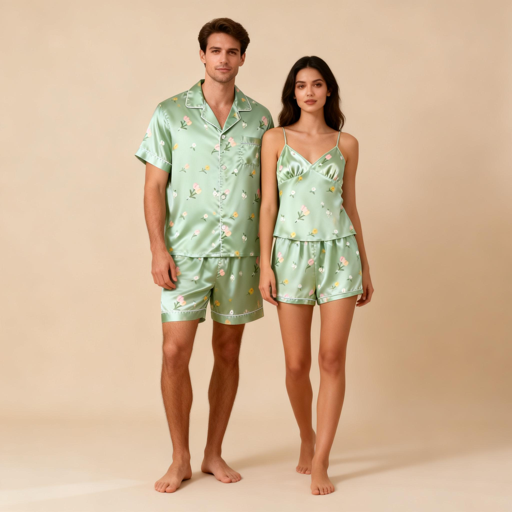 Silky Satin Pajama Shorts for Two ¨C Romantic Sleep Set