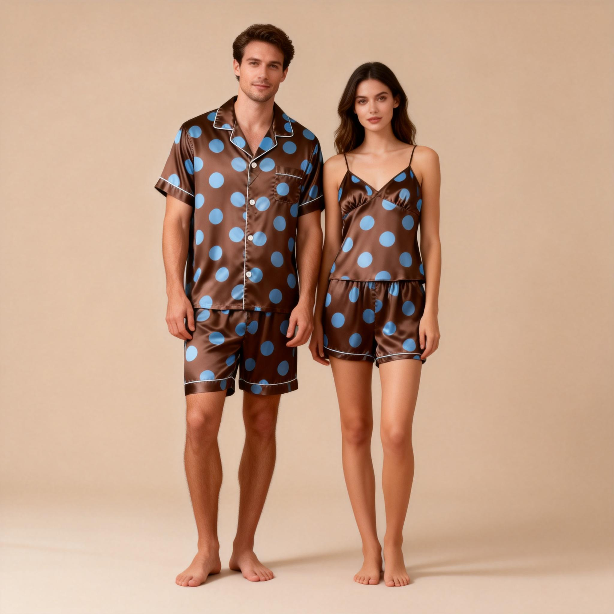 Couple¡¯s Silky Bedwear ¨C Classic Satin Pajama Short Set