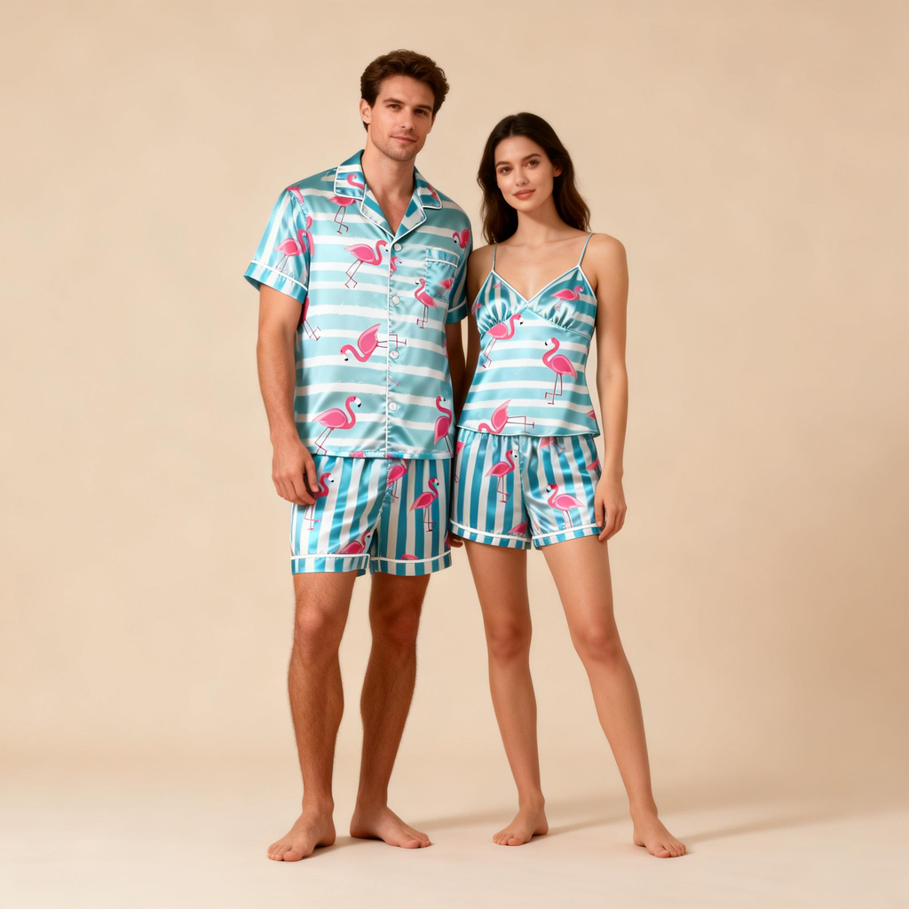 Silky Satin Pajama Set ¨C Classic Couple Sleepwear
