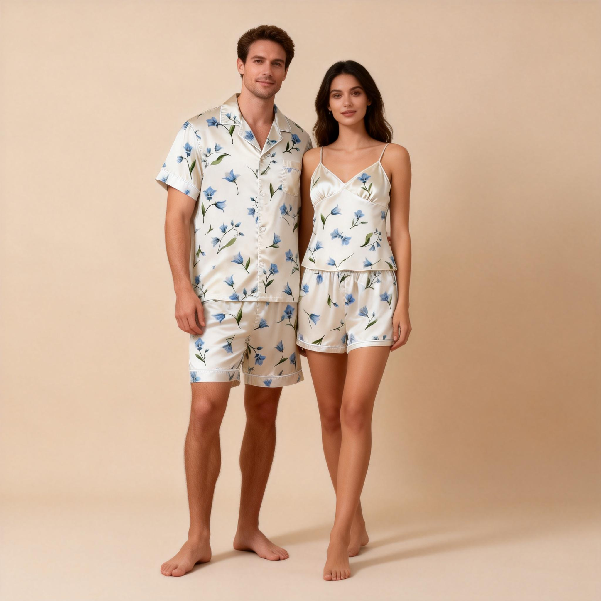 Couple¡¯s Silky Nighttime Pajamas ¨C Satin Short Set