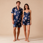 Classic Silky Sleep Pajamas for Two ¨C Satin Short Set