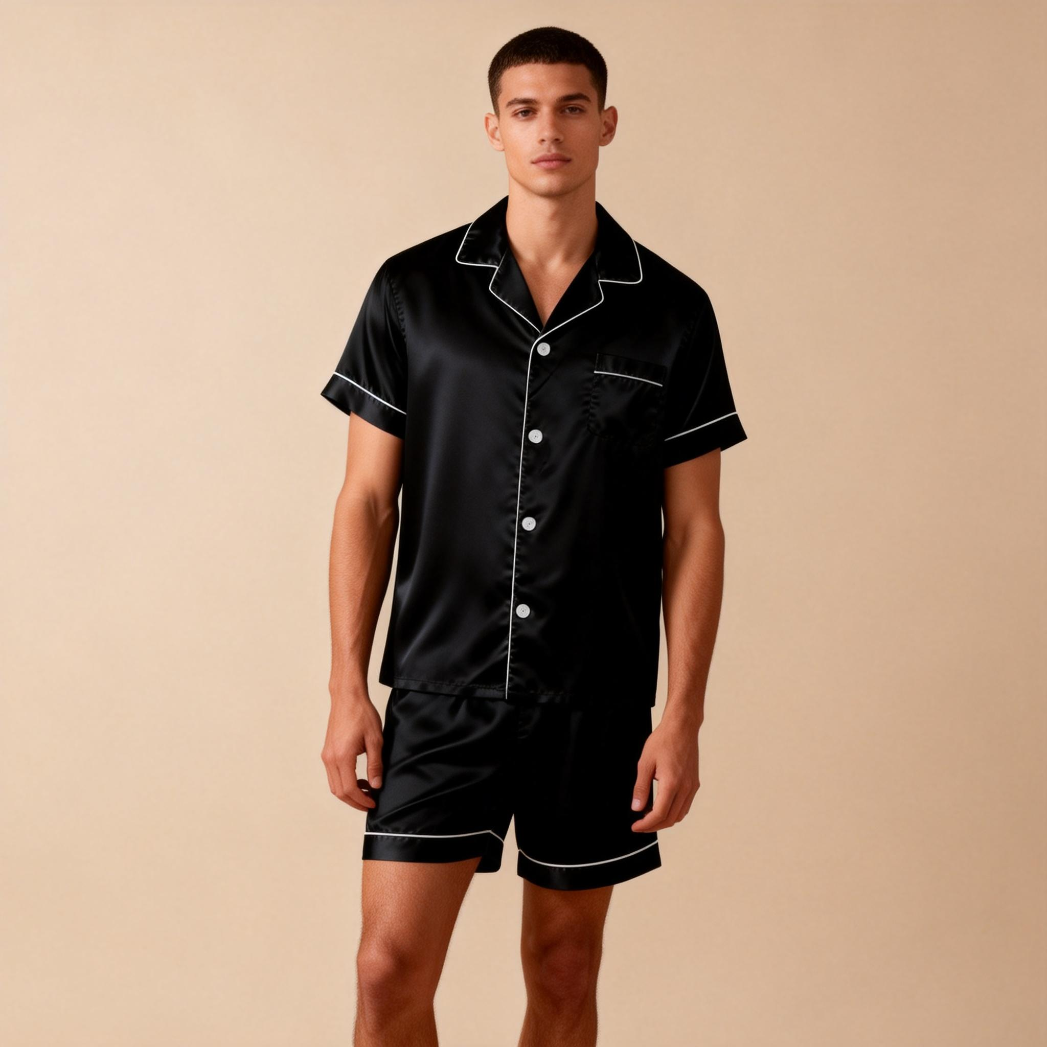 Silky Satin Solid Sleep Set for Men