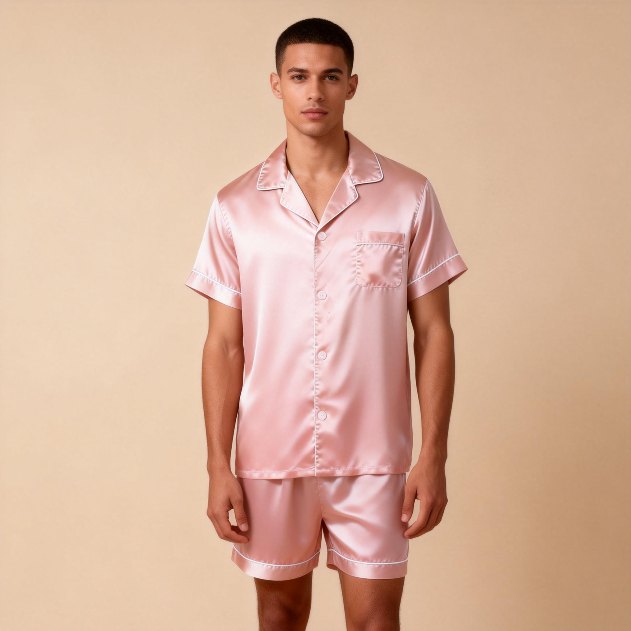 Silky Satin Solid Sleep Set for Men