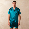 Silky Satin Solid Sleep Set for Men-Teal