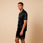 Silky Satin Solid Sleep Set for Men-Teal