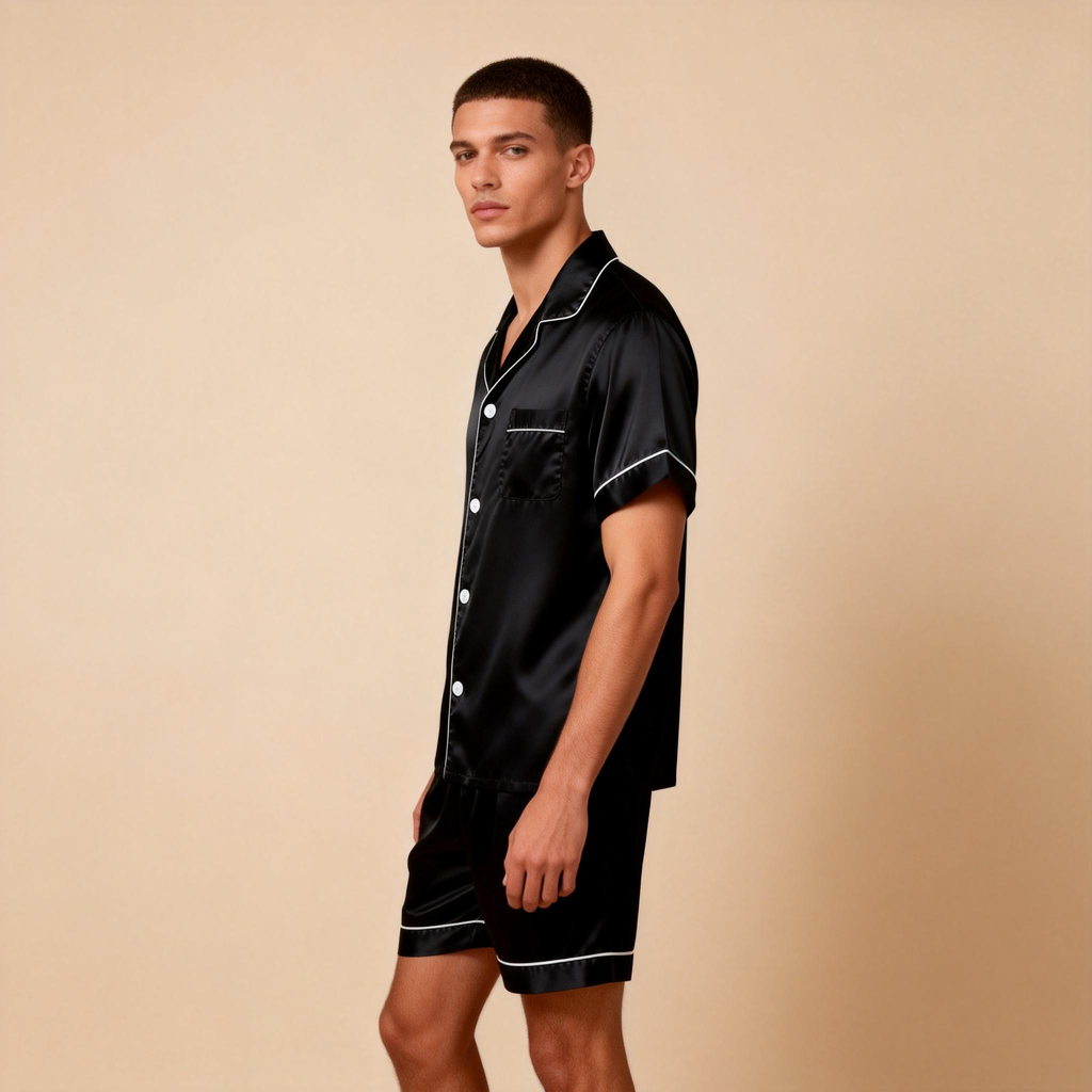 Silky Satin Solid Sleep Set for Men