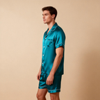 Silky Satin Solid Sleep Set for Men-Burgundy