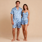 Classic Couple Satin Pajamas Short Set for a Cozy Night In
