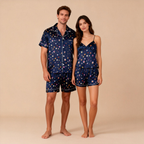 Couple's Nightwear: Classic Satin Pajamas Short Set