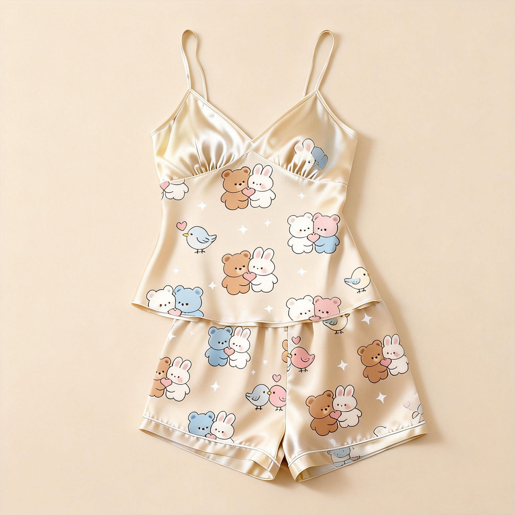 Premium Satin Fabric Women Pajamas Short Set