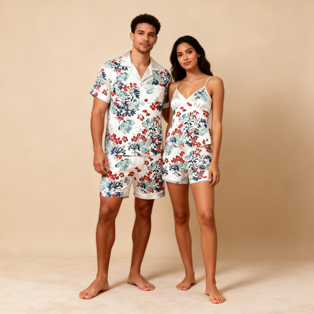 Lightweight Satin Pajamas for Couple