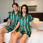 Silky Satin Whimsical Print Pajama Set ¨C Creative Couple Sleepwear
