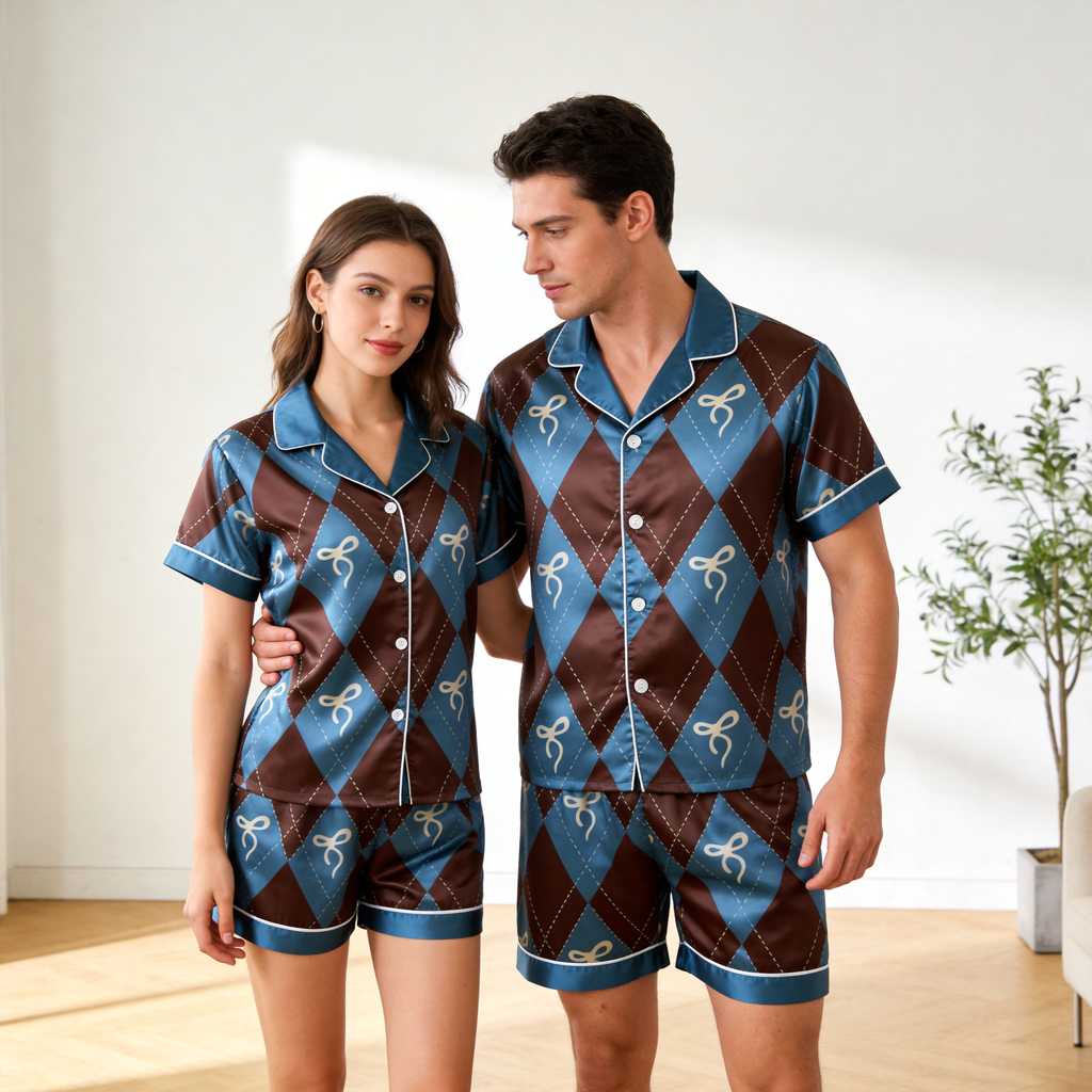 Elegant Vintage Satin Sleepwear ¨C Understated Luxury Couple Set