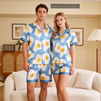 Satin Print Pajama Set ¨C Unique Couple Sleepwear