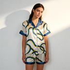Line Art Design Satin Sleepwear ¨C Understated Luxury Couple Set