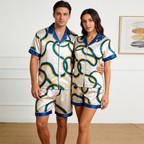 Line Art Design Satin Sleepwear ¨C Understated Luxury Couple Set