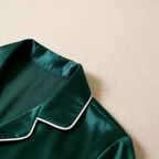 Solid Satin Long Sleeve Couple Button-Down Pajamas