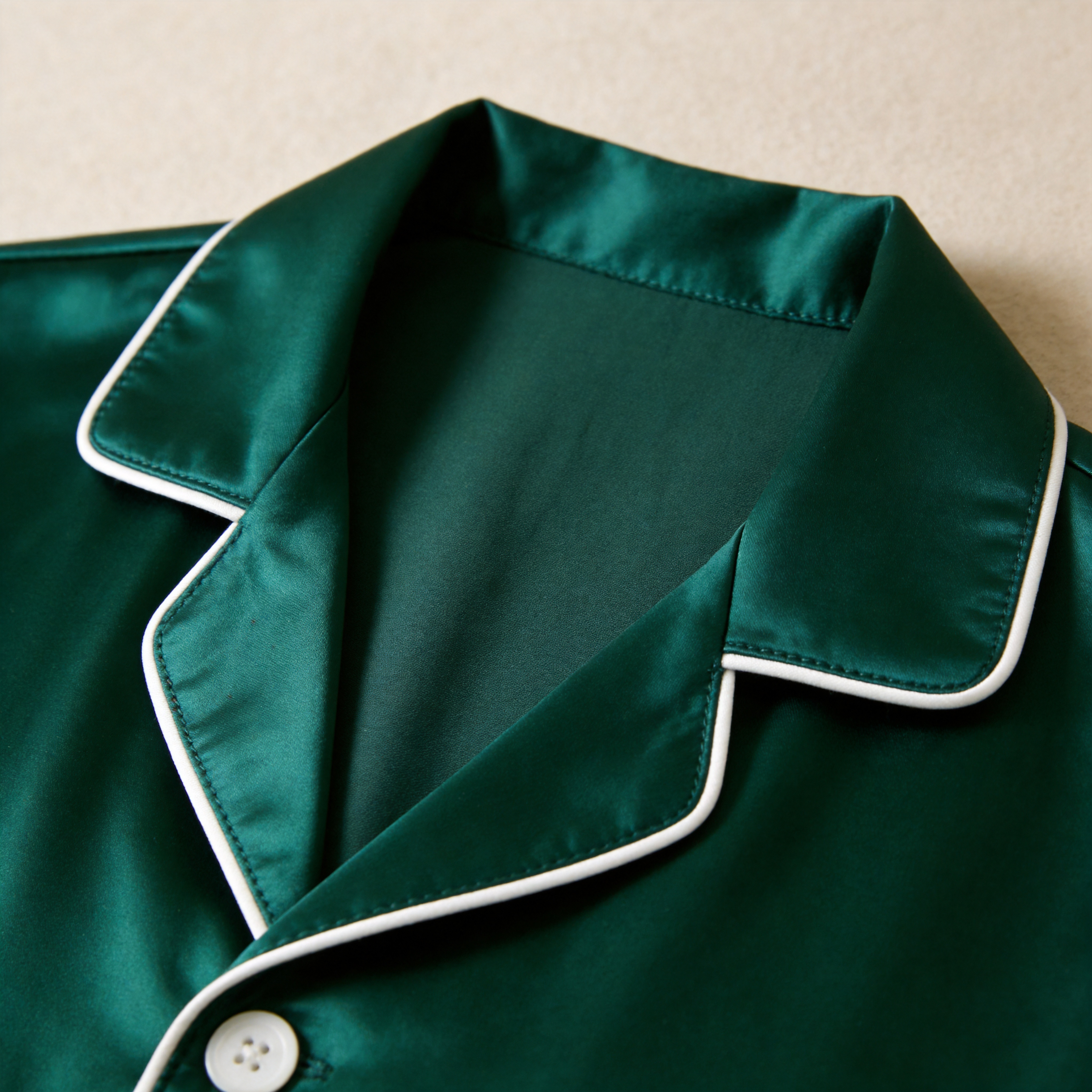 Solid Satin Long Sleeve Couple Button-Down Pajamas