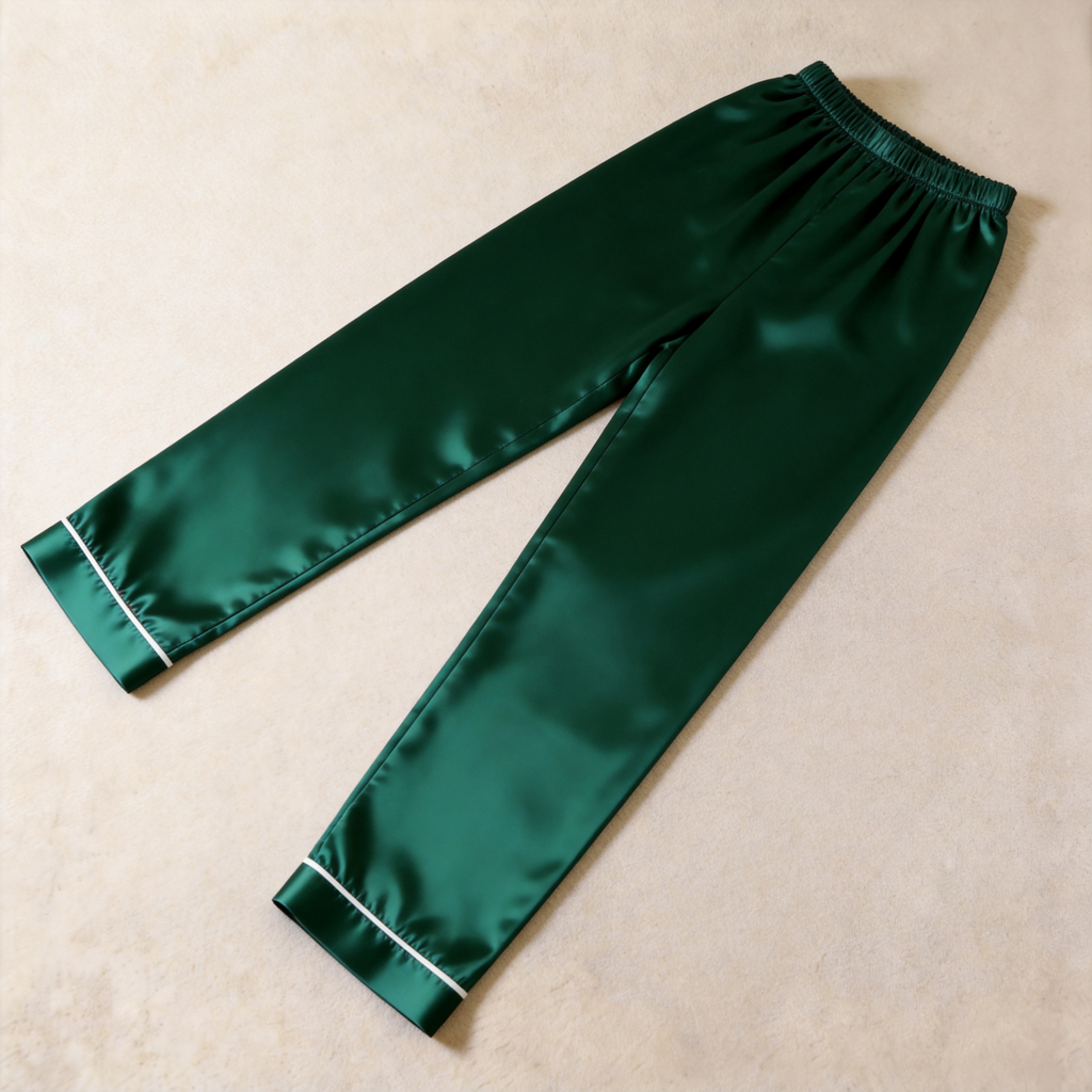 Solid Satin Long Sleeve Couple Button-Down Pajamas