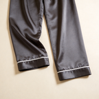 Solid Chocolate Satin Long Sleeve Couple Button-Down Pajamas
