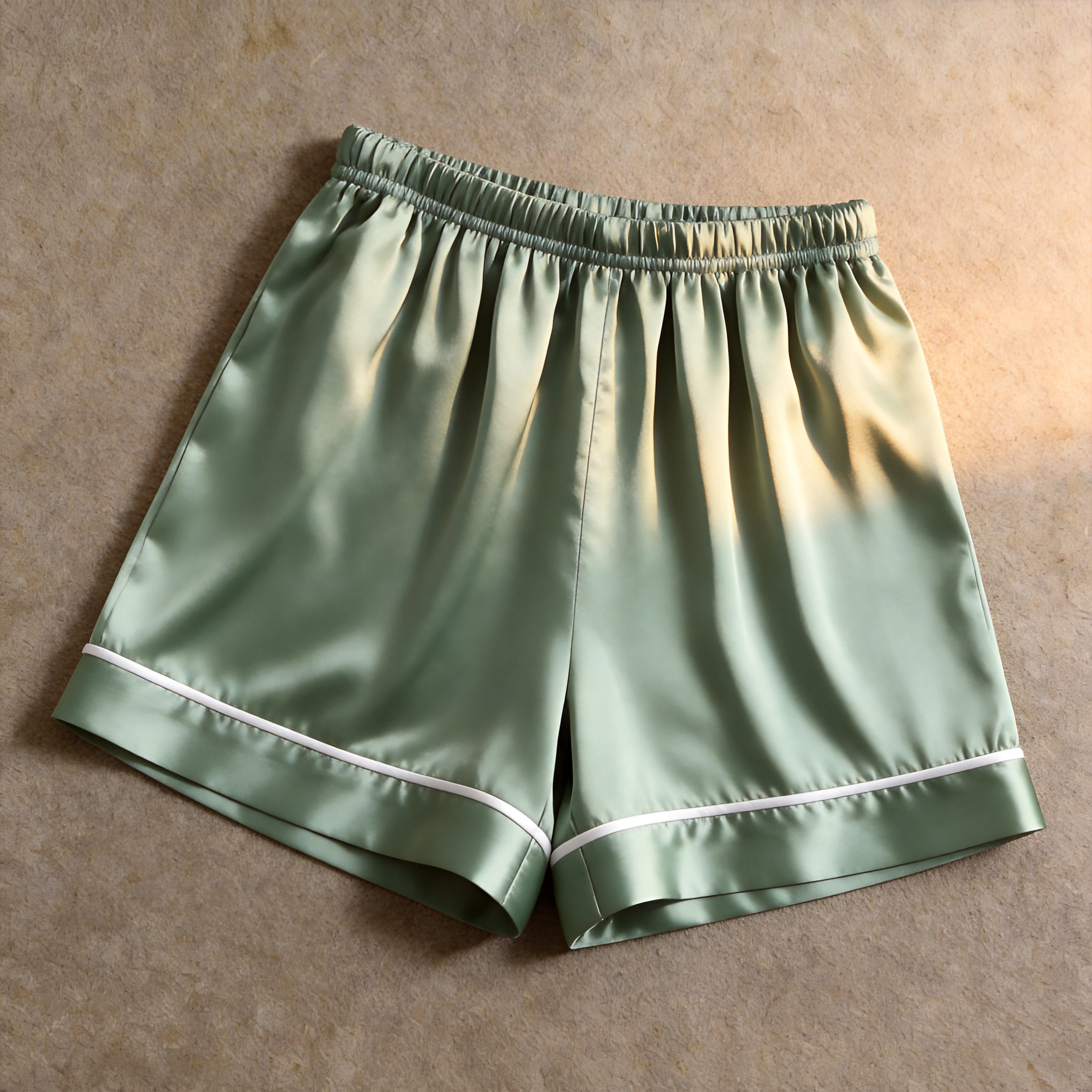 Solid Sage Green Satin 3-Piece Sleepwear Set for Women - Robe, Camisole & Shorts
