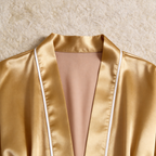 Solid Dusty Blue Satin 3-Piece Sleepwear Set for Women - Robe, Camisole & Shorts