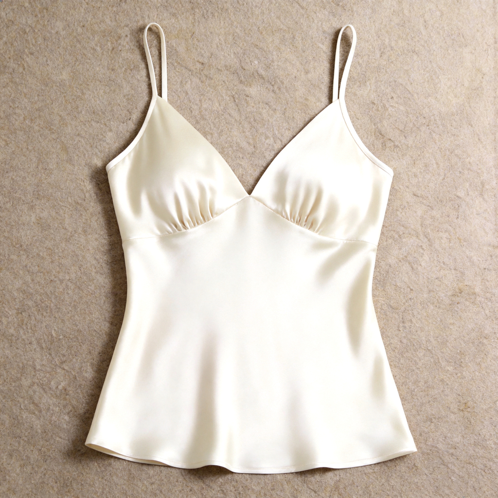 Women Solid Champagne Silky Satin Sleepwear Set - Cozy Camisole, Long Pants & Matching Robe