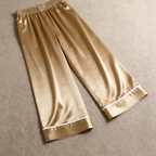 Solid Moonlight Silver Silky Satin Sleepwear Set - Women's Cozy Camisole, Long Pants & Matching Robe