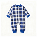Holiday Family Button-down Christmas Blue and White Plaid Pajamas Set